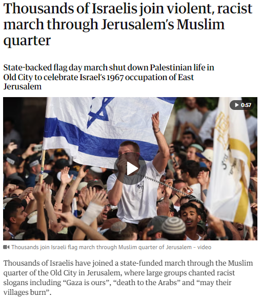 Thousands of Israelis join violent, racist march through Jerusalem’s Muslim quarter