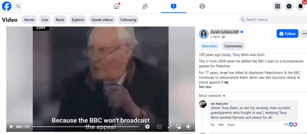 Tony Benn to BBC "If you wont broadcast the Gaza appeal then I will myself"